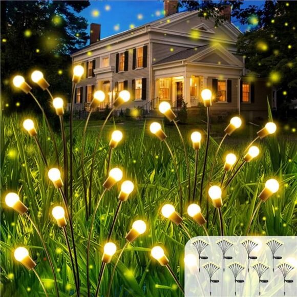 Upgraded 8pack 64LED Solar Garden Lights - Solar Firefly Lights Outdoor
